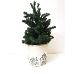 Osłonka ceramiczna szkliwiona Domki 20cm